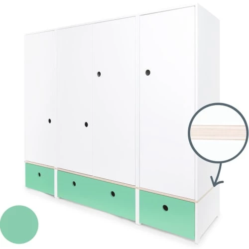 Wookids Armoires Enfant Armoire 4 Portes Vert Ocean 4 Wookids Armoires Enfant Armoire 4 Portes Vert Ocean – Image 2