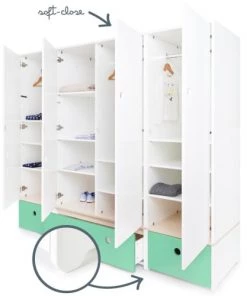 Wookids Armoires Enfant Armoire 4 Portes Vert Ocean 10 Wookids Armoires Enfant Armoire 4 Portes Vert Ocean -Armoires enfant Soldes armoire 4 portes vert ocean 2