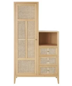 Maisons Du Monde Armoires Enfant Armoire Asymétrique 1 Porte 3 Tiroirs Cannage En Rotin Beige -Armoires enfant Soldes armoire asymetrique 1 porte 3 tiroirs cannage en rotin beige chamarel 1000 0 29 226185 1 1