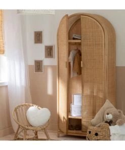 Calicosy Armoires Enfant Armoire Avec 2 Portes En Rotin Naturel -Armoires enfant Soldes armoire avec 2 portes en rotin naturel 1