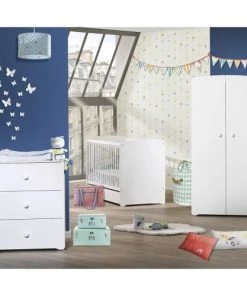 BabyPrice Armoires Enfant Armoire Bébé 2 Portes 175x85x56cm En Bois Blanc -Armoires enfant Soldes armoire bebe 2 portes 175x85x56cm en bois blanc 2