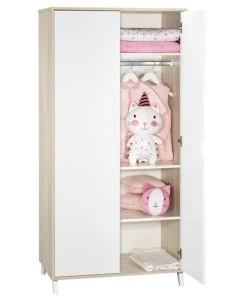 BabyPrice Armoires Enfant Armoire Bébé 2 Portes 175x86x56cm En Bois Beige -Armoires enfant Soldes armoire bebe 2 portes 175x86x56cm en bois beige 1
