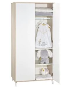 BabyPrice Armoires Enfant Armoire Bébé 2 Portes 175x86x56cm En Bois Beige -Armoires enfant Soldes armoire bebe 2 portes 175x86x56cm en bois beige 2
