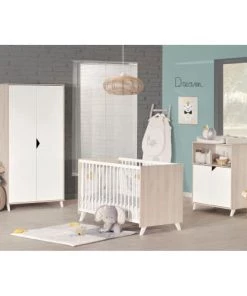 BabyPrice Armoires Enfant Armoire Bébé 2 Portes 175x86x56cm En Bois Beige -Armoires enfant Soldes armoire bebe 2 portes 175x86x56cm en bois beige 3