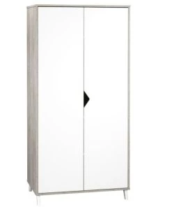 BabyPrice Armoires Enfant Armoire Bébé 2 Portes 175x86x56cm En Bois Gris Foncé