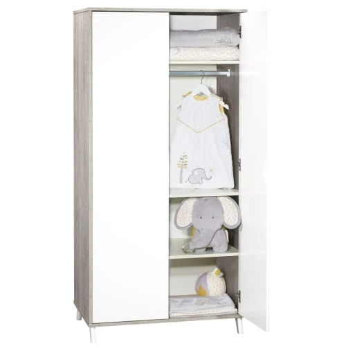 BabyPrice Armoires Enfant Armoire Bébé 2 Portes 175x86x56cm En Bois Gris Foncé 4 BabyPrice Armoires Enfant Armoire Bébé 2 Portes 175x86x56cm En Bois Gris Foncé – Image 2