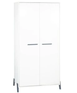 BabyPrice Armoires Enfant Armoire Bébé 2 Portes 175x88x56cm En Bois Blanc