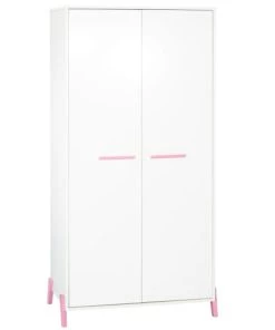 BabyPrice Armoires Enfant Armoire Bébé 2 Portes 175x88x56cm En Bois Blanc