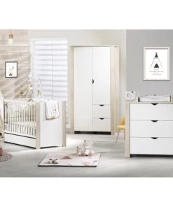 Sauthon Armoires Enfant Armoire Bébé 2 Portes 193x99x57cm En Bois Blanc -Armoires enfant Soldes armoire bebe 2 portes 193x99x57cm en bois blanc 2