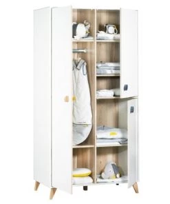 Sauthon Armoires Enfant Armoire Bébé OSLO Boutons 196x102x57cm En Bois Blanc -Armoires enfant Soldes armoire bebe oslo boutons 196x102x57cm en bois blanc 1