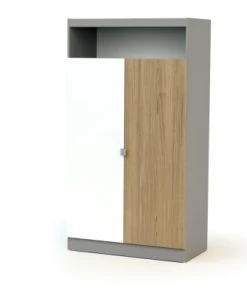 AT4 Armoires Enfant Armoire Blanc, Gris Et Chêne