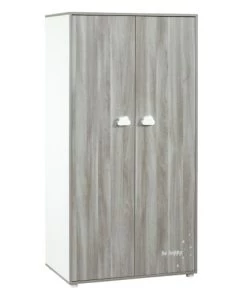 BabyPrice Armoires Enfant Armoire Chambre 2 Portes 168x85x57cm En Bois Gris Foncé