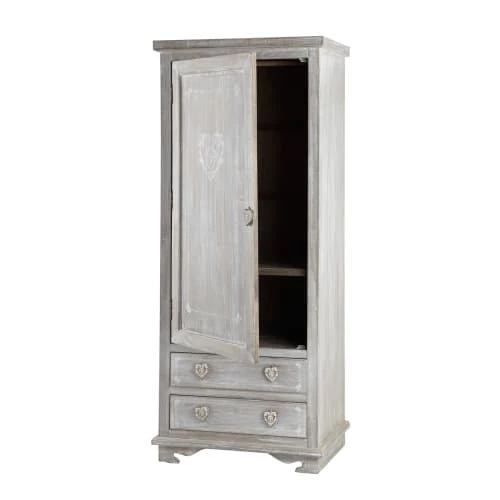 Maisons Du Monde Armoires Armoire En Bois De Paulownia Grisé 5 Maisons Du Monde Armoires Armoire En Bois De Paulownia Grisé – Image 3