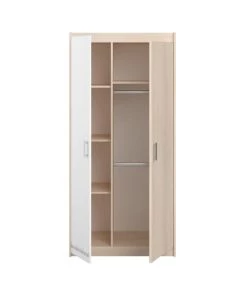 Calicosy Armoires Enfant Armoire Enfant 2 Portes Avec Penderie L85,2 Cm - Décor Bois Et Blanc -Armoires enfant Soldes armoire enfant 2 portes avec penderie l85 2 cm decor bois et blanc 2