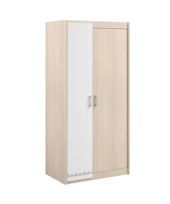 Calicosy Armoires Enfant Armoire Enfant 2 Portes Avec Penderie L85,2 Cm - Décor Bois Et Blanc -Armoires enfant Soldes armoire enfant 2 portes avec penderie l85 2 cm decor bois et blanc 4