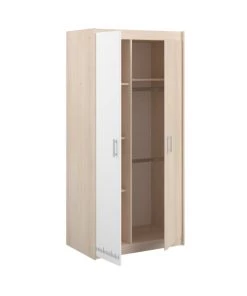 Calicosy Armoires Enfant Armoire Enfant 2 Portes Avec Penderie L85,2 Cm - Décor Bois Et Blanc -Armoires enfant Soldes armoire enfant 2 portes avec penderie l85 2 cm decor bois et blanc 5