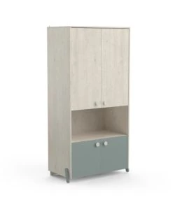 Calicosy Armoires Enfant Armoire Enfant 4 Portes Avec Penderie, Décor Bois Et Vert - L89 Cm 10 Calicosy Armoires Enfant Armoire Enfant 4 Portes Avec Penderie, Décor Bois Et Vert - L89 Cm -Armoires enfant Soldes armoire enfant 4 portes avec penderie decor bois et vert l89 cm 2