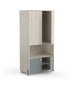 Calicosy Armoires Enfant Armoire Enfant 4 Portes Avec Penderie, Décor Bois Et Vert - L89 Cm 12 Calicosy Armoires Enfant Armoire Enfant 4 Portes Avec Penderie, Décor Bois Et Vert - L89 Cm -Armoires enfant Soldes armoire enfant 4 portes avec penderie decor bois et vert l89 cm 4