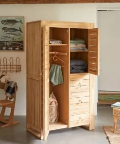 Tikamoon Armoires Enfant Armoire Penderie Enfant En Teck Massif -Armoires enfant Soldes armoire penderie enfant en teck massif 1