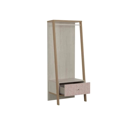 Terre De Nuit Armoires Enfant Armoire Portant à Vêtements 1 Tiroir En Bois Imitation Chêne Blanchi 1 4 Terre De Nuit Armoires Enfant Armoire Portant à Vêtements 1 Tiroir En Bois Imitation Chêne Blanchi 1 – Image 2