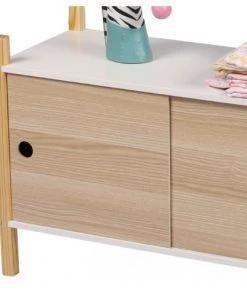 Wadiga Armoires Enfant Armoire Portes Coulissantes Bois Et Blanc Chambre Enfant - 70x30x46.5c -Armoires enfant Soldes armoire portes coulissantes bois et blanc chambre enfant 70x30x46 5c 2