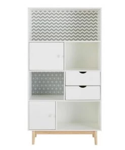 Maisons Du Monde Rangements Ados Bibliothèque 2 Tiroirs 2 Portes Blanche à Motifs