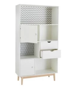 Maisons Du Monde Rangements Ados Bibliothèque 2 Tiroirs 2 Portes Blanche à Motifs -Armoires enfant Soldes bibliotheque 2 tiroirs 2 portes blanche a motifs 1000 13 4 170523 3