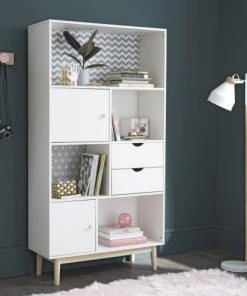 Maisons Du Monde Rangements Ados Bibliothèque 2 Tiroirs 2 Portes Blanche à Motifs -Armoires enfant Soldes bibliotheque 2 tiroirs 2 portes blanche a motifs 1000 13 4 170523 9