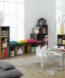 Nateo Concept Bibliothèques Et étagères Enfant Bibliothèque 6 Cases Ardoise -Armoires enfant Soldes bibliotheque 6 cases ardoise 3