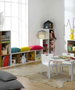 Nateo Concept Bibliothèques Et étagères Enfant Bibliothèque 6 Cases Blanc -Armoires enfant Soldes bibliotheque 6 cases blanc 3