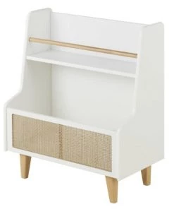 Armoires enfant Soldes -Armoires enfant Soldes bibliotheque basse blanche et cannage en rotin beige 1000 10 34 225821 2