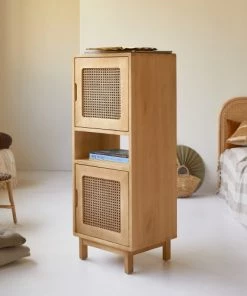 Tikamoon Bibliothèques Et étagères Enfant Bibliothèque Basse Enfant En Orme Massif Et Cannage -Armoires enfant Soldes bibliotheque basse enfant en orme massif et cannage 3