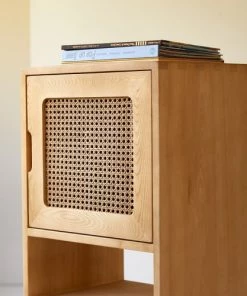 Tikamoon Bibliothèques Et étagères Enfant Bibliothèque Basse Enfant En Orme Massif Et Cannage -Armoires enfant Soldes bibliotheque basse enfant en orme massif et cannage 4