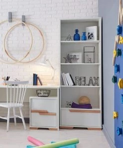 Pinio Bibliothèques Et étagères Enfant Bibliothèque Blanc Naturel -Armoires enfant Soldes bibliotheque blanc naturel 6