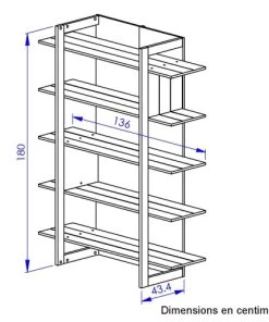 Diagone Bibliothèques Et étagères Enfant Bibliothèque Industriel Effet Bois Noir -Armoires enfant Soldes bibliotheque industriel effet bois noir 3