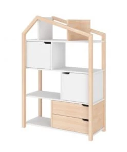 Bellamy Bibliothèques Et étagères Enfant Bibliothèque Maison Naturel Blanc