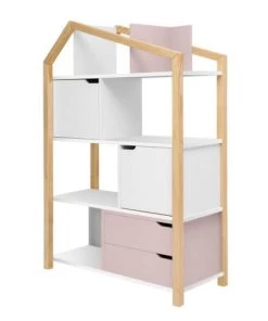 Bellamy Bibliothèques Et étagères Enfant Bibliothèque Maison Rose Blanc