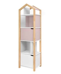 Bellamy Bibliothèques Et étagères Enfant Bibliothèque Maison Rose Blanc