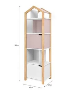 Bellamy Bibliothèques Et étagères Enfant Bibliothèque Maison Rose Blanc -Armoires enfant Soldes bibliotheque maison rose blanc 6