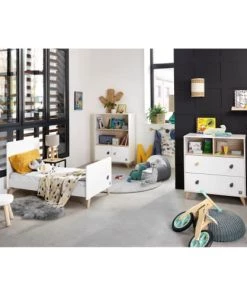 Sauthon Bibliothèques Et étagères Enfant Bibliothèque Meuble Gouttes 120x86x35cm En Bois Blanc -Armoires enfant Soldes bibliotheque meuble gouttes 120x86x35cm en bois blanc 2