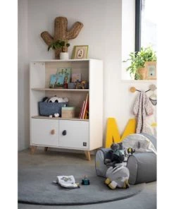 Sauthon Bibliothèques Et étagères Enfant Bibliothèque Meuble Gouttes 120x86x35cm En Bois Blanc -Armoires enfant Soldes bibliotheque meuble gouttes 120x86x35cm en bois blanc 3