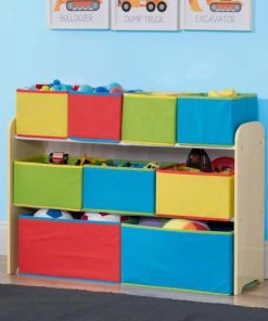 Delta Children Bibliothèques Et étagères Enfant Bibliothèque Organiseur 9 Cases En Bois Clair Et Multicolore -Armoires enfant Soldes bibliotheque organiseur 9 cases en bois clair et multicolore 3