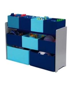 Delta Children Bibliothèques Et étagères Enfant Bibliothèque Organiseur 9 Cases En Bois Clair Et Multicolore -Armoires enfant Soldes bibliotheque organiseur 9 cases en bois gris et bleu 4