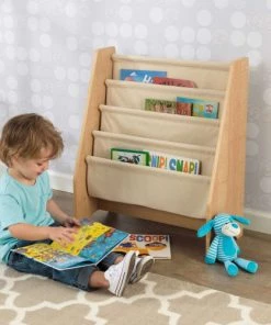 KidKraft Bibliothèques Et étagères Enfant Bibliothèque Pour Enfant En Tissu Et Bois Coloris Naturel -Armoires enfant Soldes bibliotheque pour enfant en tissu et bois coloris naturel 2