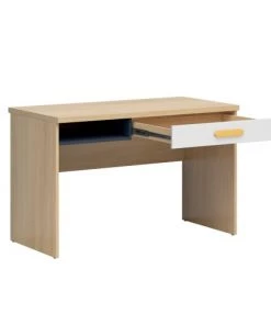 Brw Bureaux Enfant Bureau 1 Tiroir 1 Niche Naturel Blanc Et Jaune -Armoires enfant Soldes bureau 1 tiroir 1 niche naturel blanc et jaune 1