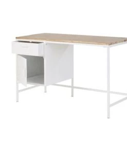 Maisons Du Monde Bureaux Et Meubles Secrétaires Bureau 1 Tiroir 1 Porte En Métal Blanc Et Sapin -Armoires enfant Soldes bureau 1 tiroir 1 porte en metal blanc et sapin 1000 4 2 192784 3