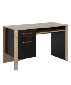 Terre De Nuit Bureaux Enfant Bureau 1 Tiroir Caisson En Bois Imitation Chêne Clair Et Noir -Armoires enfant Soldes bureau 1 tiroir caisson en bois imitation chene clair et noir 2