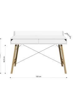 Bellamy Bureaux Enfant Bureau 2 Tiroirs Blanc -Armoires enfant Soldes bureau 2 tiroirs blanc 6