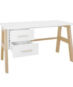 Bopita Bureaux Enfant Bureau 2 Tiroirs Blanc Naturel -Armoires enfant Soldes bureau 2 tiroirs blanc naturel 2