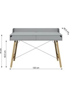 Bellamy Bureaux Enfant Bureau 2 Tiroirs Gris -Armoires enfant Soldes bureau 2 tiroirs gris 3